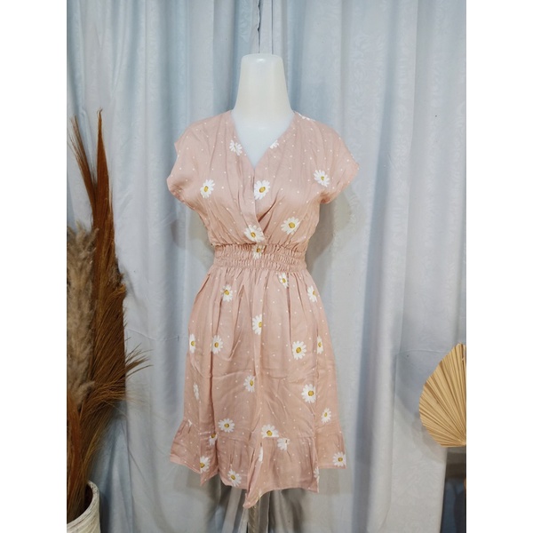 DASTER MINI MOZA RAMPEL BUSUI FRIENDLY MOTIF-Daisy Peach