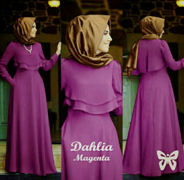 HOPYLOVY - Gamis Wanita Dahlia Maxi bahan Jersey Tanpa Pashmina