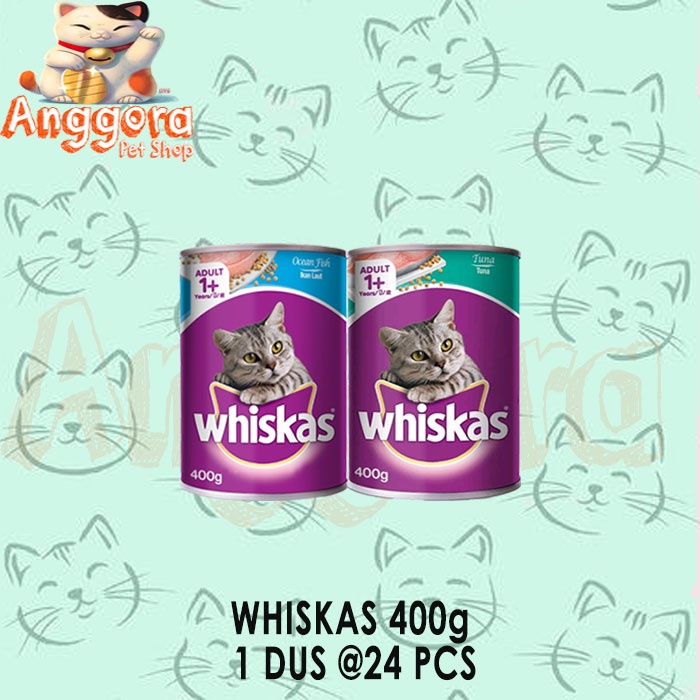 Makanan Kucing kaleng Whiskas 400gr 1Dus 24 kaleng All Varian (GOSEND GRAB)