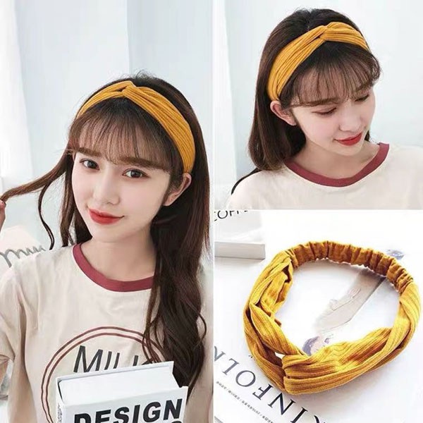 Bandana Simpul Polos Rajut Ala Korea / Bando Rambut Wanita Unik / Aksesoris Rambut /  TV-68