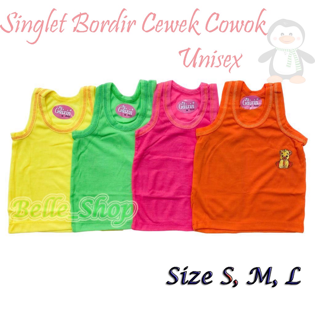 Singlet Anak Cewek Cowok Unisex Kaos Dalam Bordir Murah