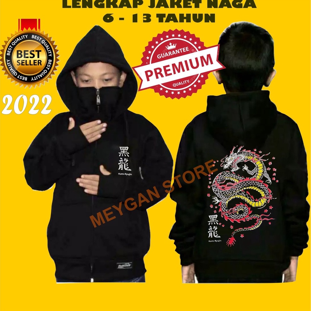 TERLENGAP Jaket NAGA Anak Laki Laki 6 -12 TAHUN Zipper Masker Naga Jepang