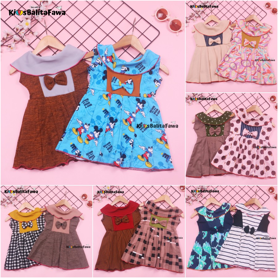 Dress Cantika uk Bayi 3-12 Bulan / Dres Yukensi Murah Baju Anak Perempuan Harian Gaun Pesta Polos babycinnamon