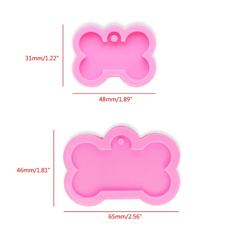 SIY  2 Sizes DIY Silicone Bone Shape Pendant Resin Mold DIY Dog Tag Dog Bone Shaped Keychain Resin Mold Resin Crafting Tools