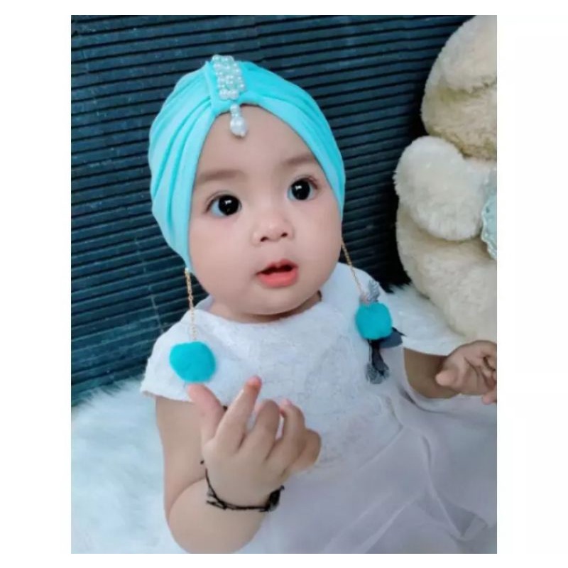 Promo COD 11.11 turban anak turban bayi turban anting turban mutiara turban pom pom bando bandana anak pita