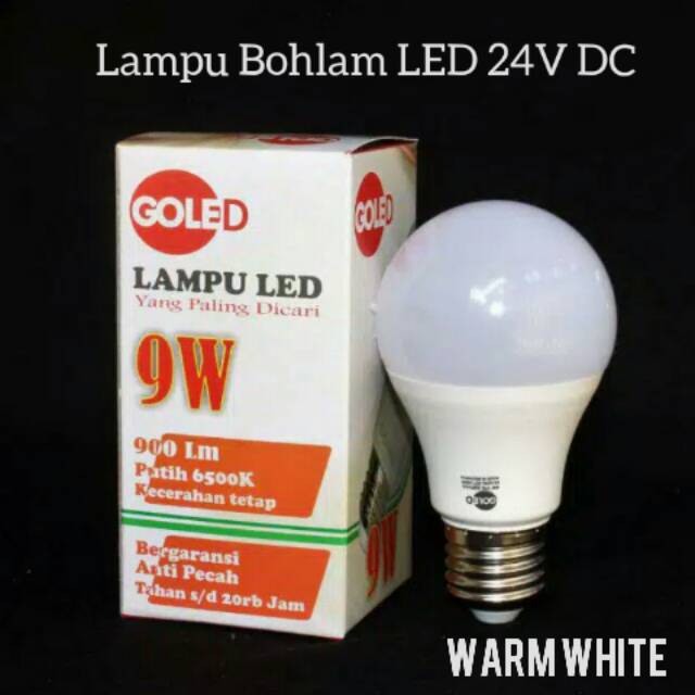 Lampu bohlam led 9watt 24V DC murah warm white