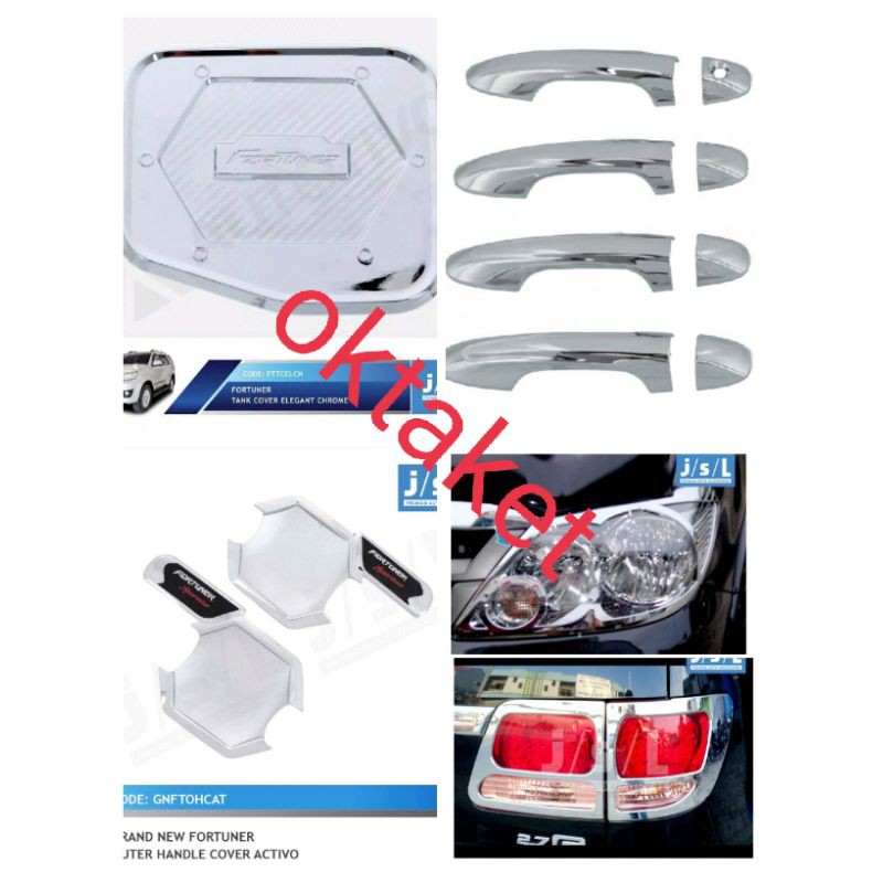 paket lengkap fortuner lama hitam chrome garnish outer handle tank