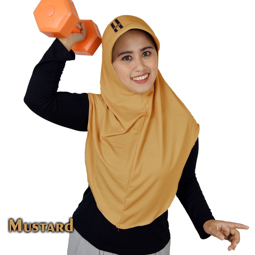 DAFFA moeslem/HIJAB SPORTY/KERUDUNG TOPI JERSI-Mustard