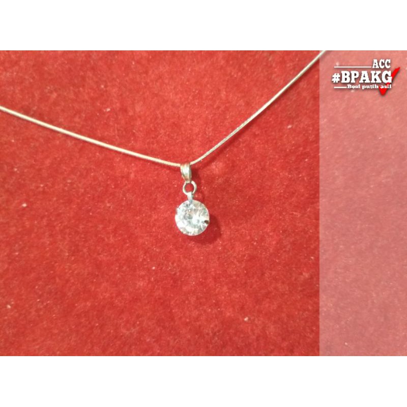 Kalung simple permata diamond putih # Kalung titanium besi putih asli anti karat silver murah wanita
