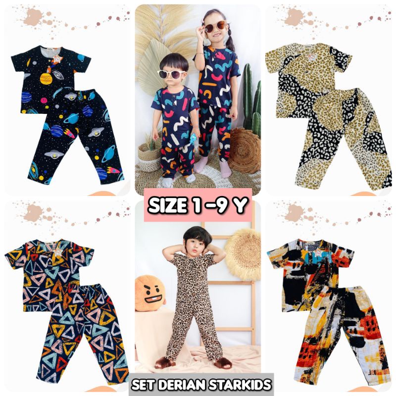 Setelan Rayon Anak Bahan PREMIUM / Baju Rayon Anak Laki-laki &amp; perempuan / Set Derian Kids Premium