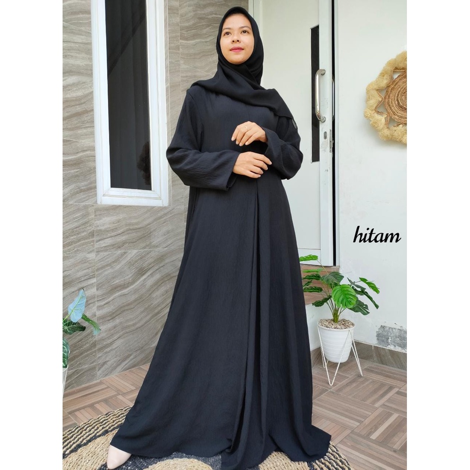 Abaya Gamis Crinkle Airflow Premium / Abaya Arab Terbaru / Abaya Polos Terlaris