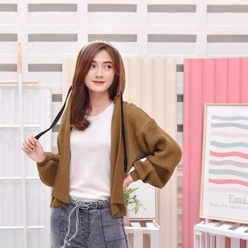 Belleza Outlet baju rajut Cardigan rajut atasan wanita hoodie calista