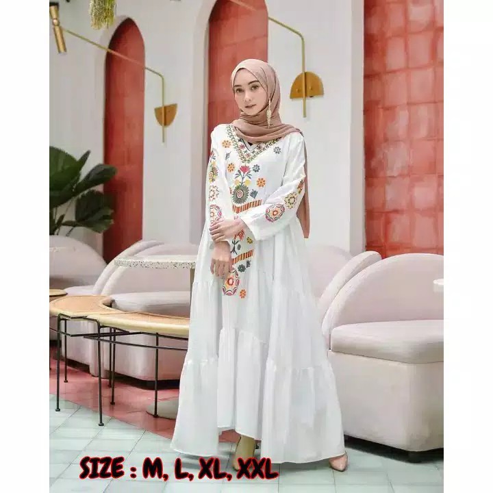 Gamis Putih Wanita Kekinian Gamis Terbaru  gamis putih jumbo Gamis Remaja Brukat Gamis Jumbo Kondangan