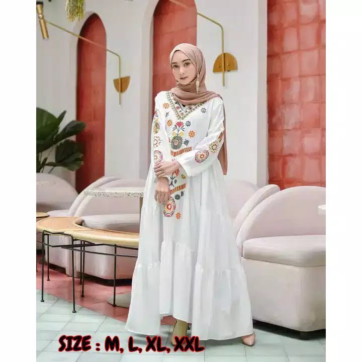 Gamis Putih Wanita Kekinian Gamis Terbaru  gamis putih jumbo Gamis Remaja Brukat Gamis Jumbo Kondangan