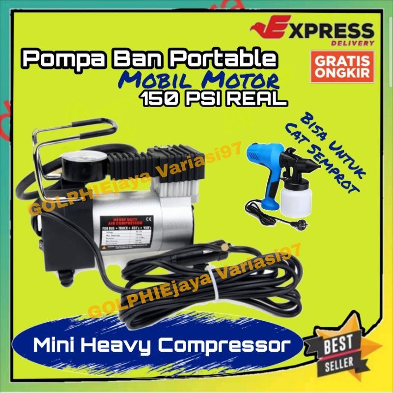Kompresor Pompa angin ban mobil portable Heavy Duty Air Compressor Real 150PSI Kompresor Cat Listrik