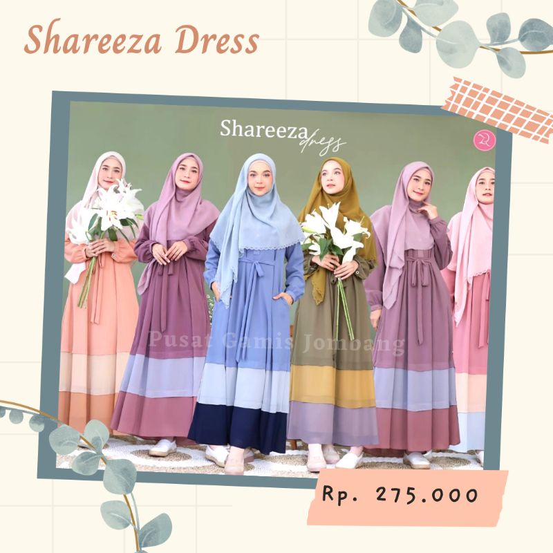 BAJU GAMIS DRESS PAKAIAN WANITA REMAJA SHAREEZA DRESS BY ZIZARA BUSUI MENYUSUI FRIENDLY POLOS MUSLIM
