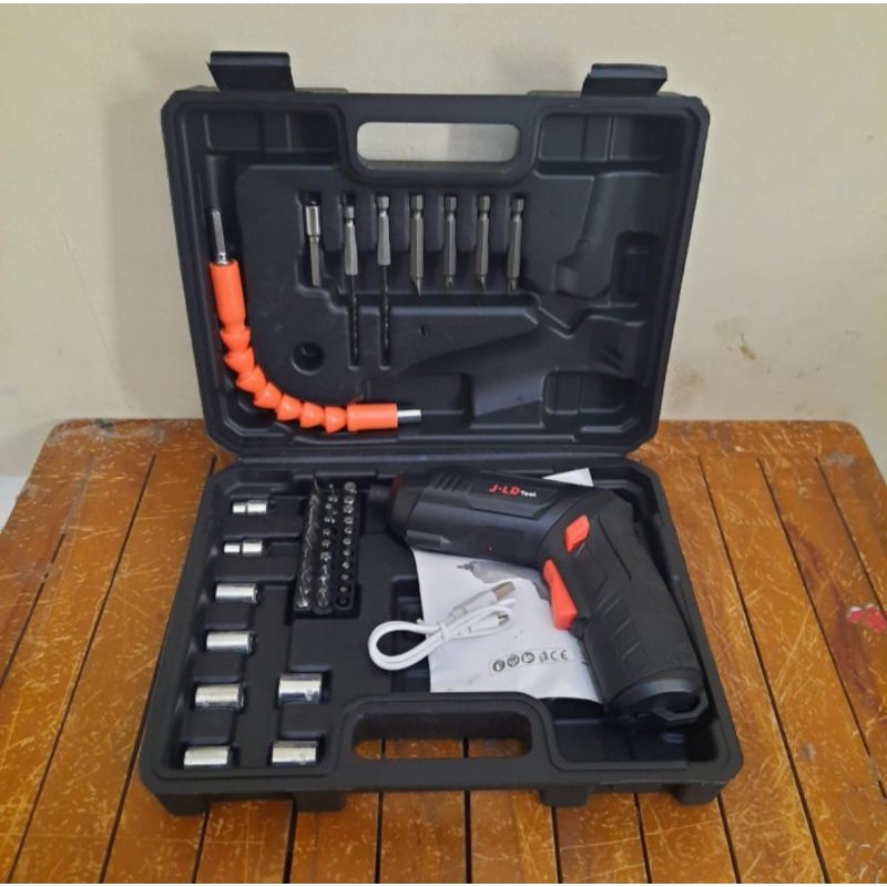 Cordless Screwdriver JLD 4,2V Bor Obeng Baterai Full Set JLD Tools