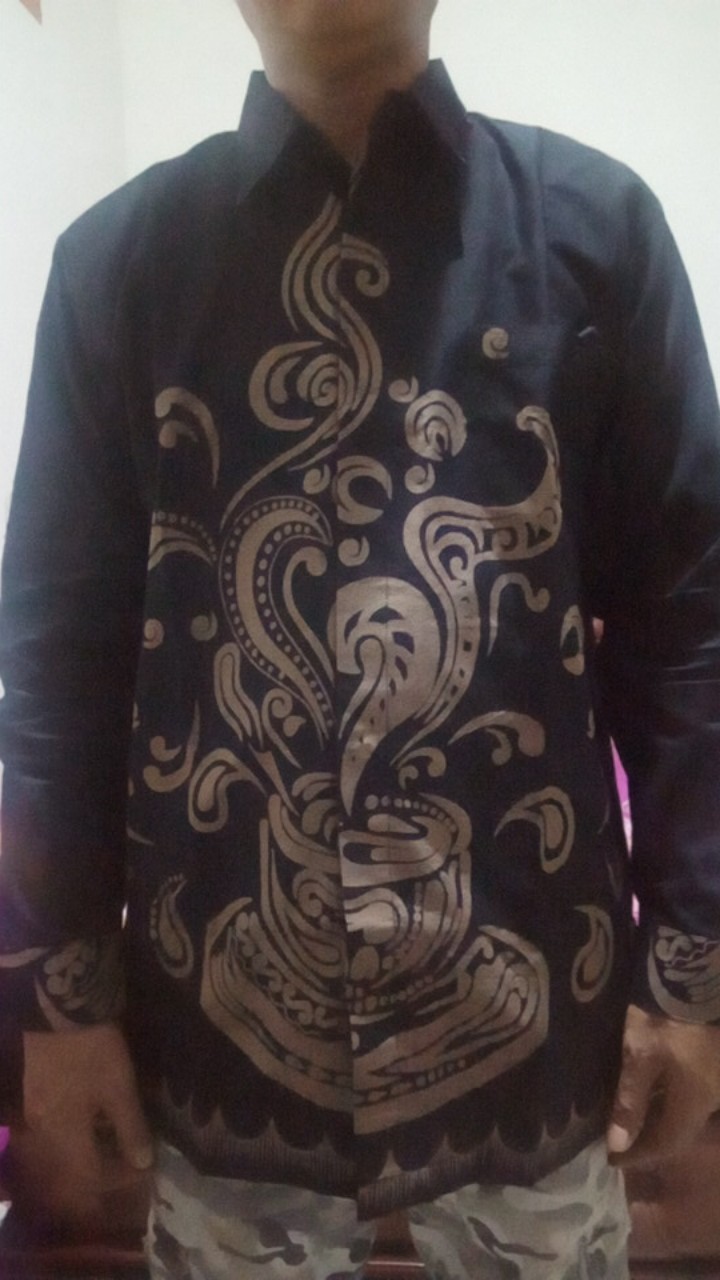 Ngopi Kemeja Batik Pria Lengan Panjang Katun Halus Full Furing Sm Batik