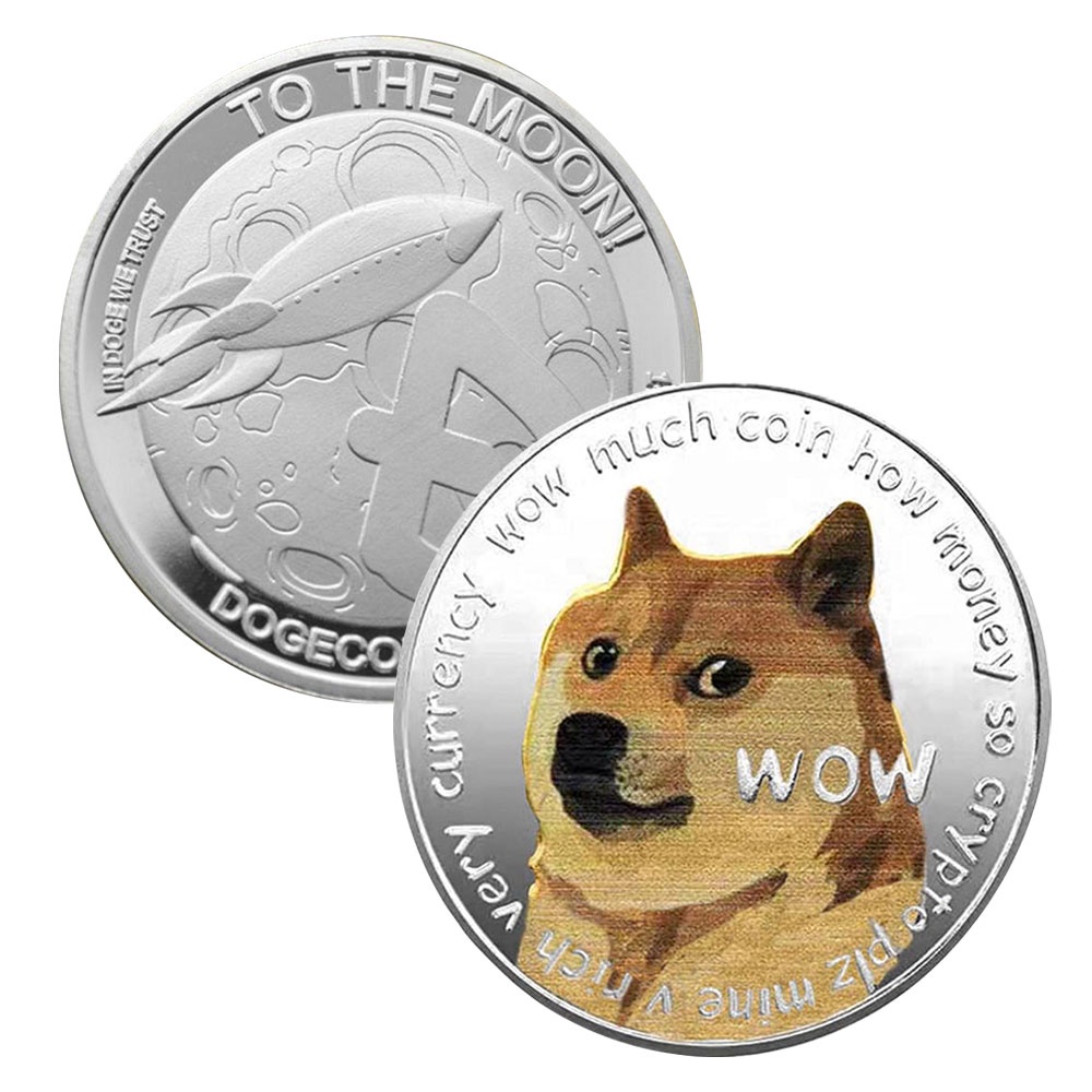 Koin Peringatan Shiba Inu Doge Tiga Dimensi Bahan Logam Lapis Emas Perak