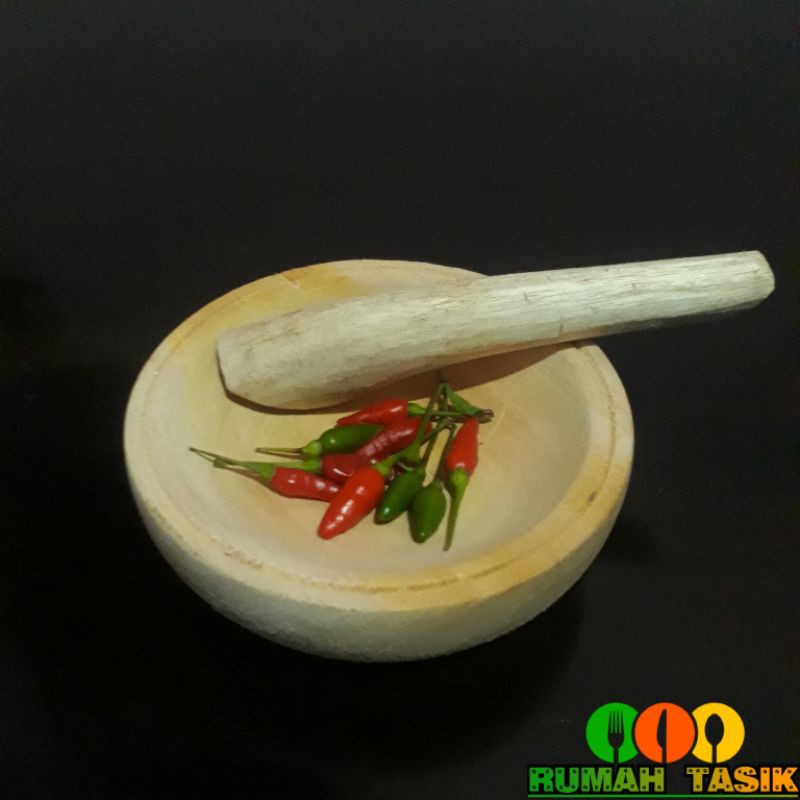 Cobek Mini Mainan Masak Masakan Anak Bahan Kayu Asli