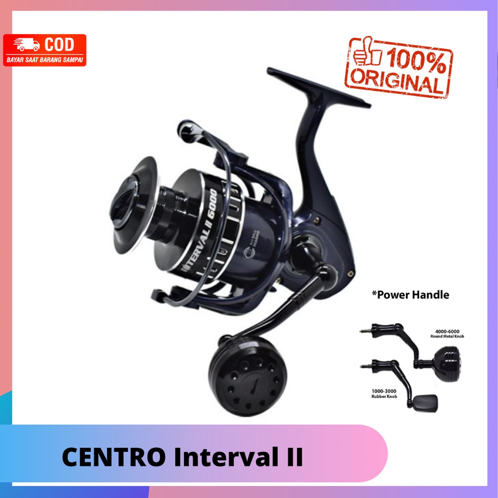 Reel Pancing Spinning CENTRO Interval II Ril Rel Power Handle Handel Murah Rell  ukuran 1000 2000 30