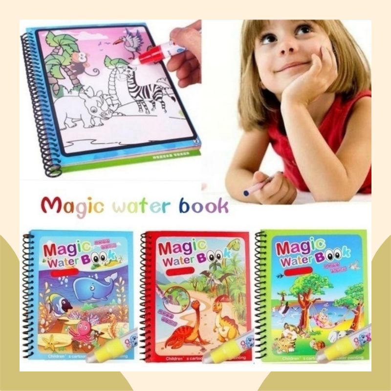 

Yuniklo Magic Book Water Coloring Buku Mewarnai Doodle Book Reuseable Pena Air