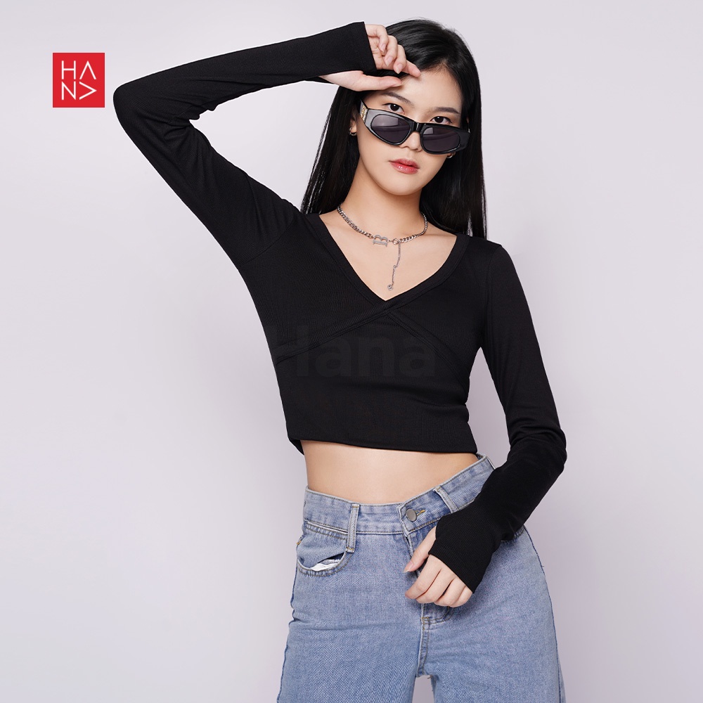 HanaFashion JKT - Nessie Top Knit Long Sleeve Atasan Casual Wanita Lengan Panjang - TS427