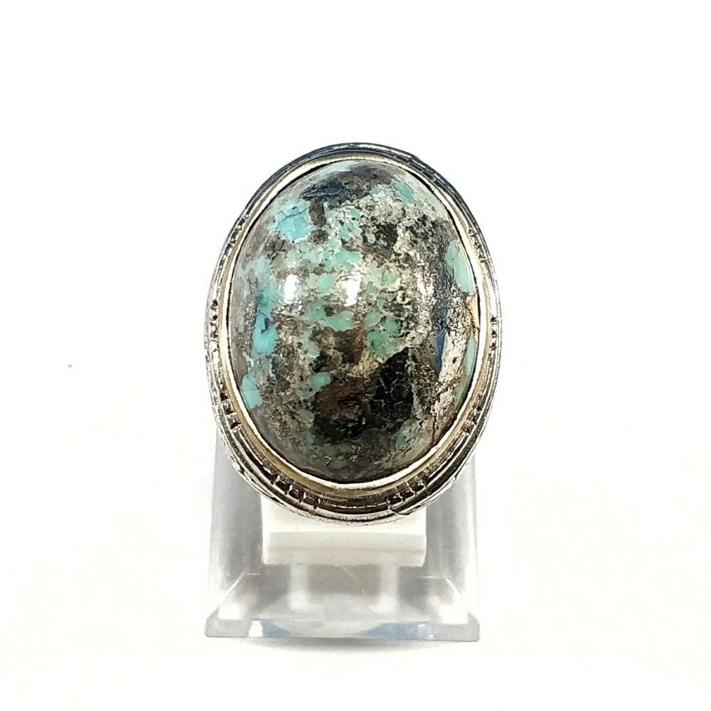 CINCIN BATU AKIK NATURAL PIRUS PERSIA TURQUOISE SERAT EMAS IRAN