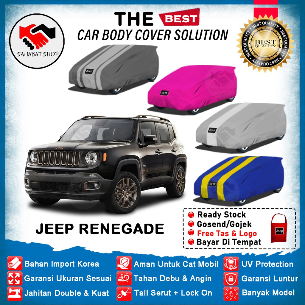 Sahabat Body Cover Mobil Renegade / Sarung Penutup Jeep Renegade Outdoor 2015 2016 2017 2018 2019 2020 2021 2022 / Selimut Tutup Mantel Mantol Jas Pelindung Kerudung Kerodong Terpal Pembungkus Kelambu Tutupan Mobil Renegade Waterproof Anti Air Model Biru