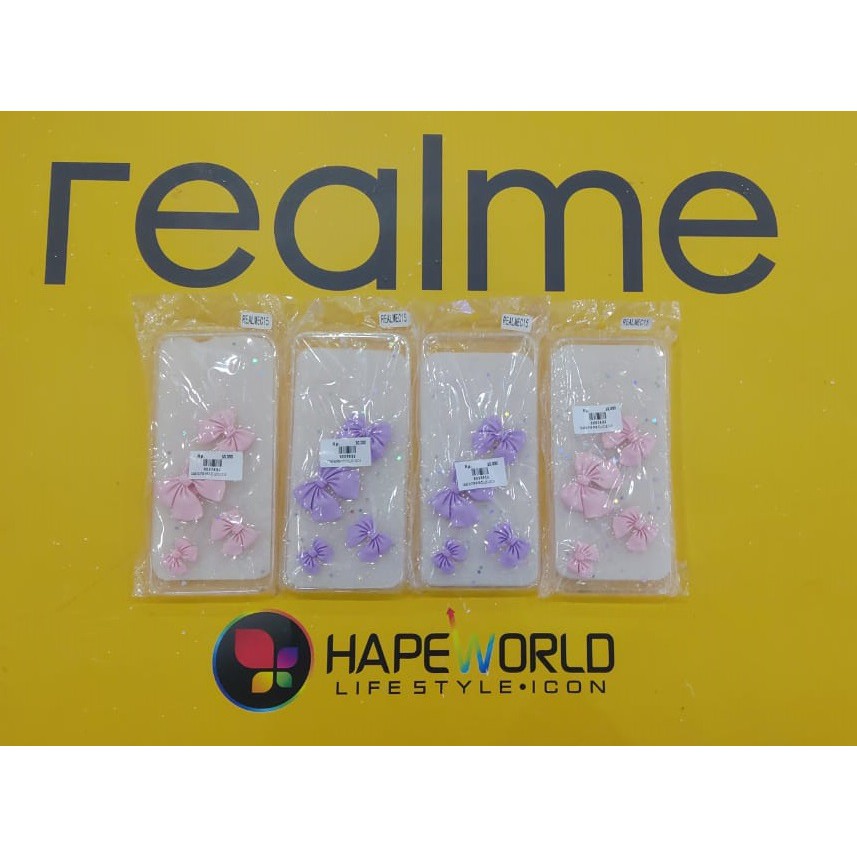 CASE REALME C15 SOFT TOUCH MOTIF PITA - MOTIF CANTIK WARNA UNGU &amp; PINK