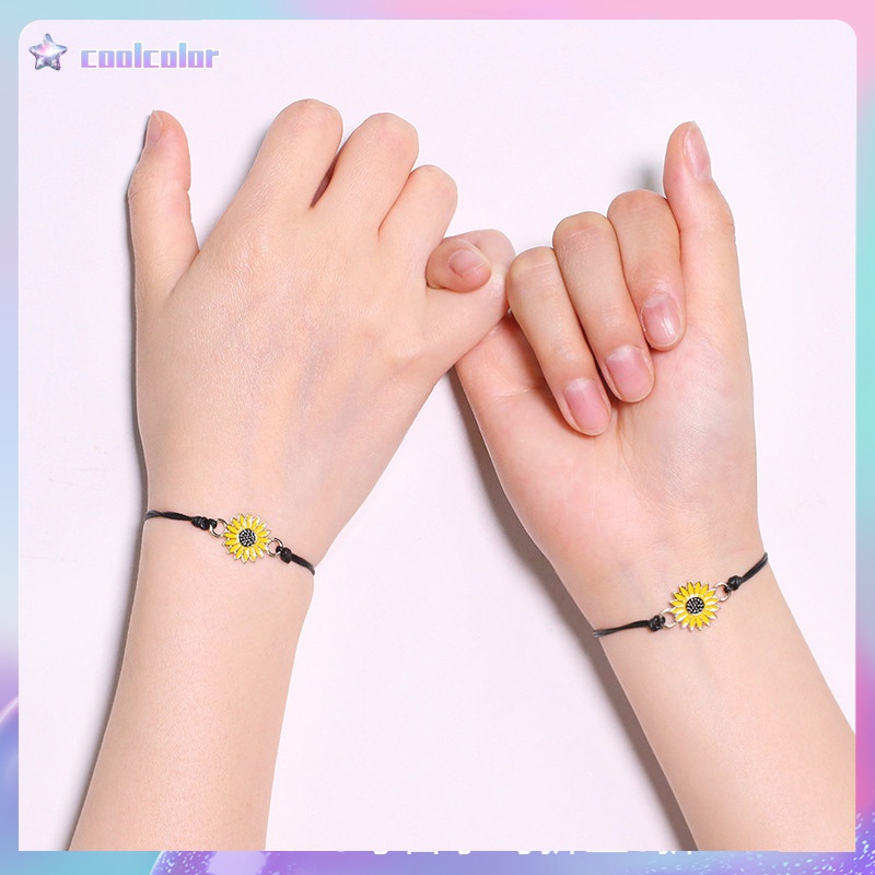 【Ready stock】COD☀️2 Pcs Gelang couple pasangan simple murah Tali Ersahabatan Anyaman Krisan Bunga Matahari Couple Bracelet Modis fashion murah COD