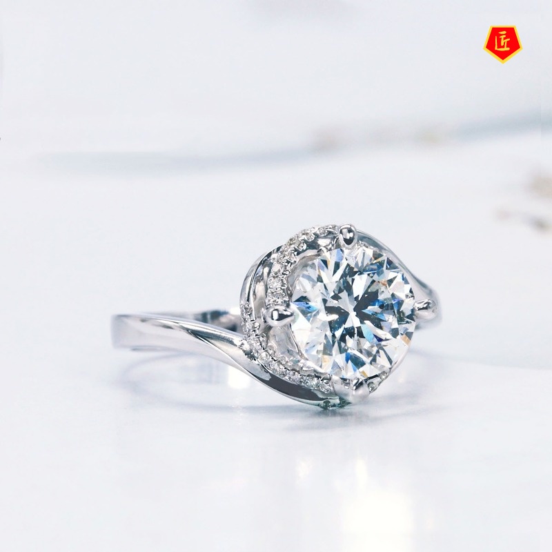 [Ready Stock]Creative Classic Six-Claw Moissanite Twisted Ring