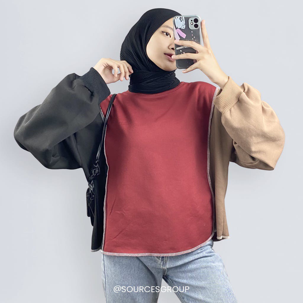 BEFAST - ZSO OOTD Wanita Sweater HAO / SWEATER LILY OVERSIZE / Sweater Combinasi 3 Warna / Keluaran Terbaru 2022 / Sweater Trendy / Outfit Remaja Wanita Kekiniaan / Termurah