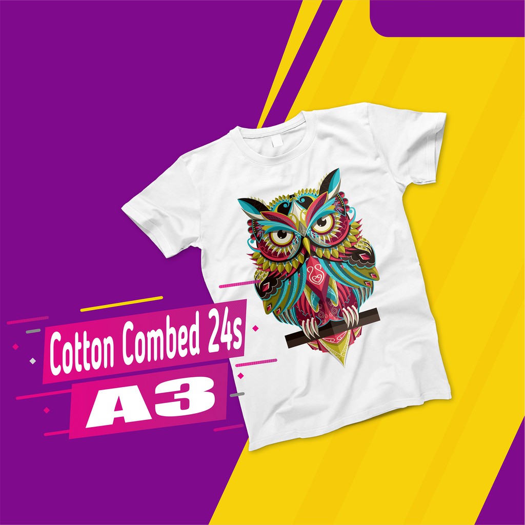 SABLON KAOS SATUAN PRINT DTG KAOS PUTIH A3