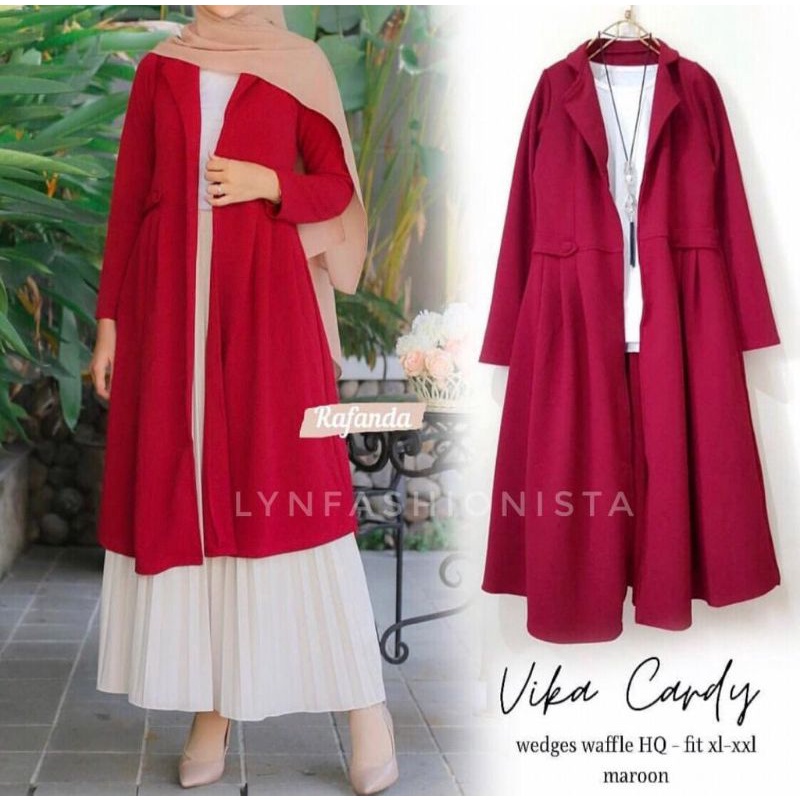 VIKA CARDY/LONG OUTER CARDIGAN WANITA MUSLIMAH/CARDI PANJANG POLOS MURAH/ZALINA-6