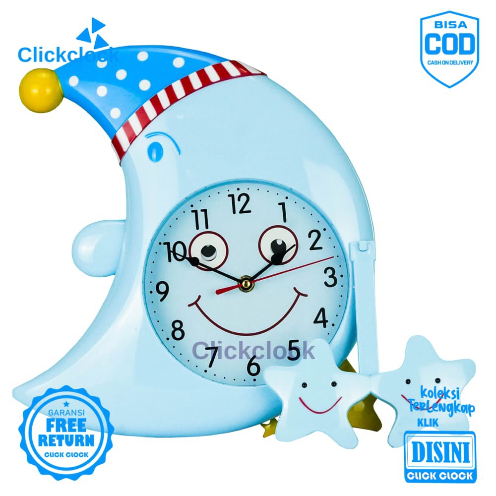 Jam Dinding Pendulum Anak Anak Bulan G15801 Besar Hiasan Dinding Unik