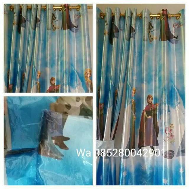 GORDEN Tirai Motif Frozen Hello Kitty Blackout Import L 100cm T 220 cm Pintu Kamar Tidur Jendela min
