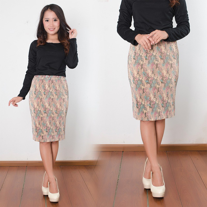 SB Collection Rok Plisket Chyntia Pendek Midi Batik Jumbo Wanita