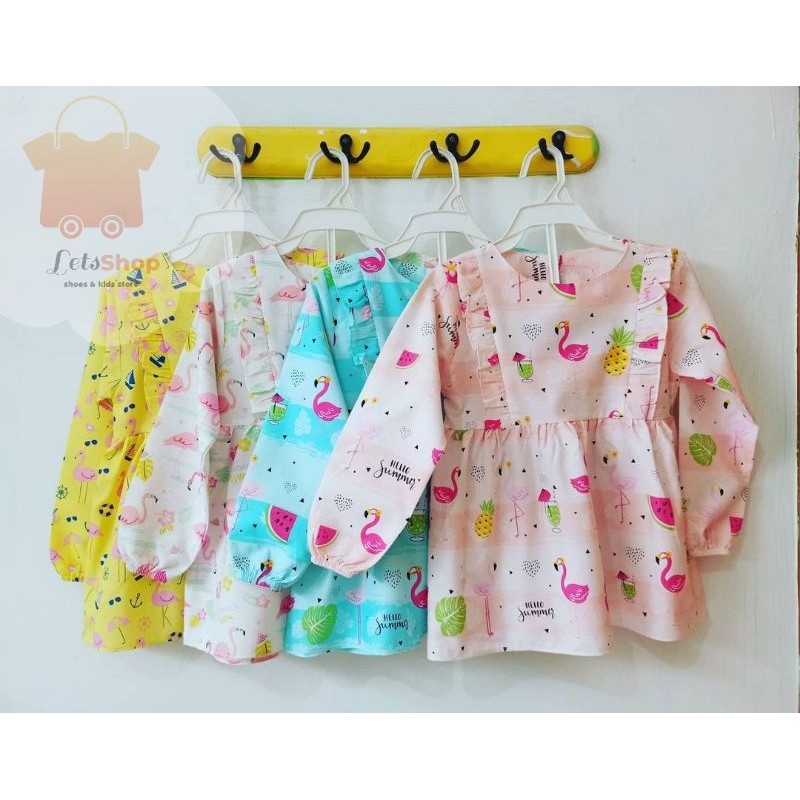Tunik anak katun | Tunik anak Ruffle Flamingo Series | Tunik Ruffle