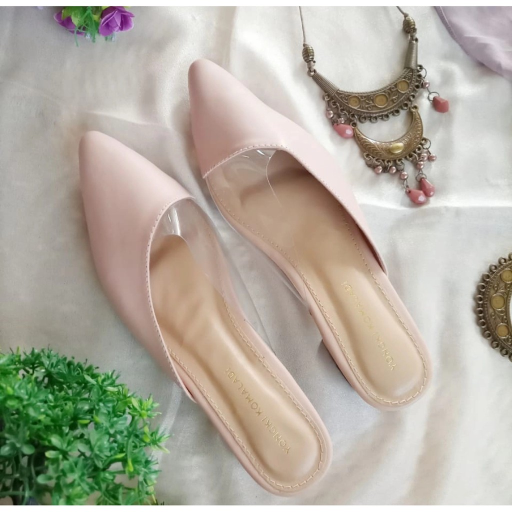sepatu wanita terbaru murah sepatu wanita sepatu hak MULES JELLY YONGKI KOMALADI WARNA PEACH