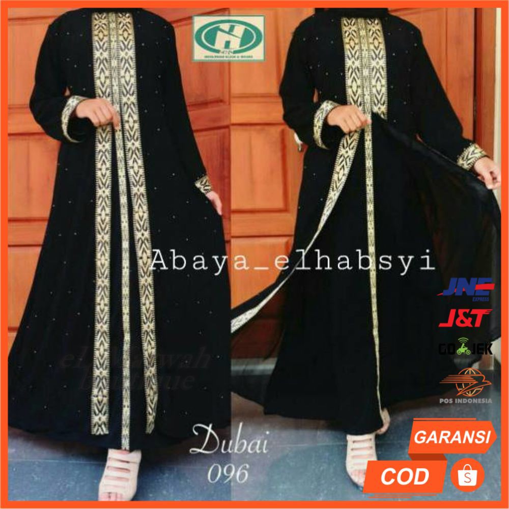 Abaya Arab Kombinasi Sifon GAMIS HITAM eLMarwah AB37 jet black