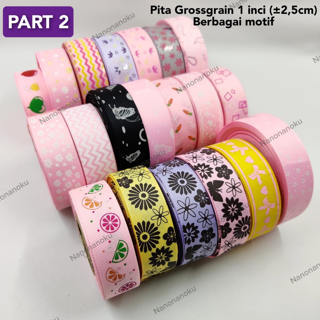 [PART 2] Pita Grossgrain 1 inch (2,5 cm) Berbagai Motif