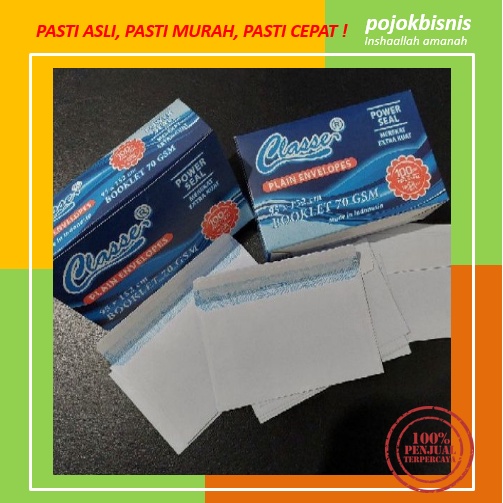 1 BOX AMPLOP PUTIH ISI 100 PCS BOOKLET 70GSM