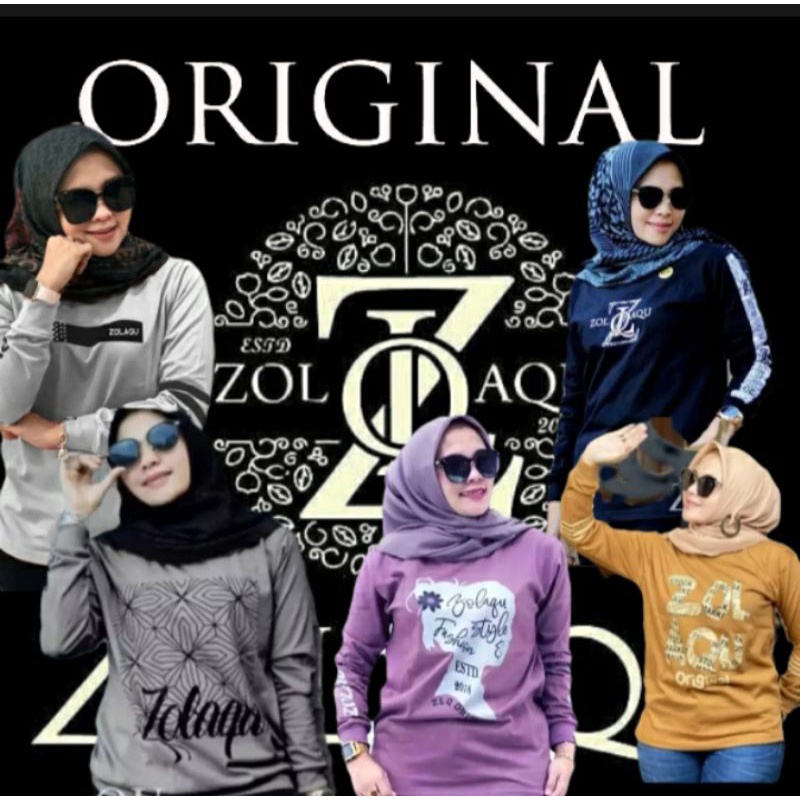 A)kaos wanita lengan panjang zolaqu/kaos wanita zolaqu ori terbaru 2021/kaos wanita zolaqu panjang/k