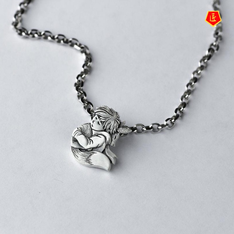 [Ready Stock]Little Prince Fox Necklace Europe and America Creative 925 Silver Vintage Pendant