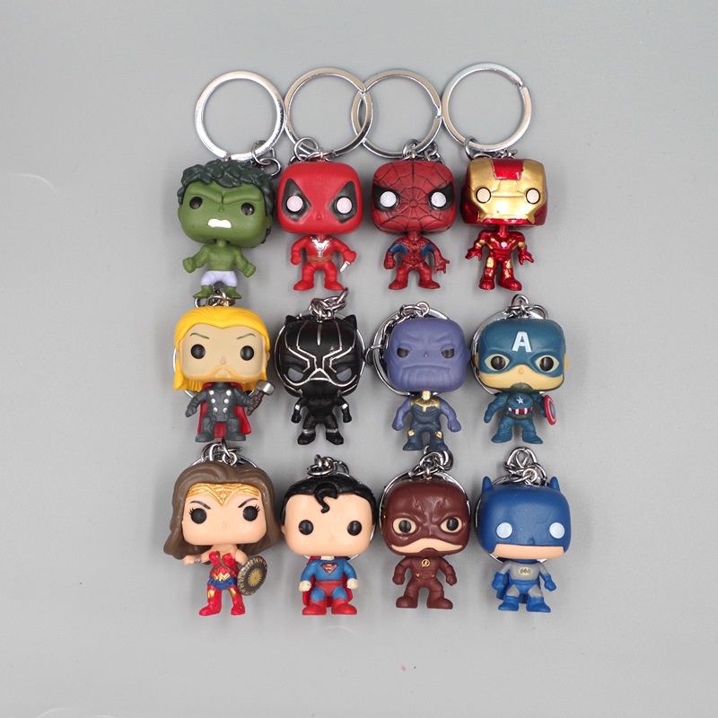 4pcs / Lot Gantungan Kunci Desain Hulk Thor Marvel Avengers Captain Deadpool Bahan PVC