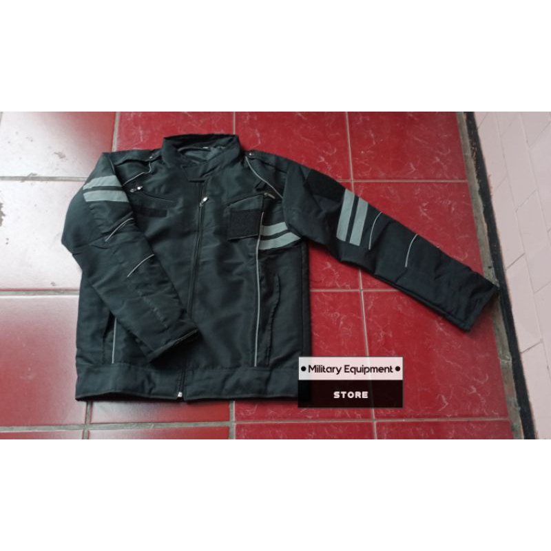 JAKET BAHAN TASLAN WARNA HITAM - JAKET TOURING - JAKET BIKERS