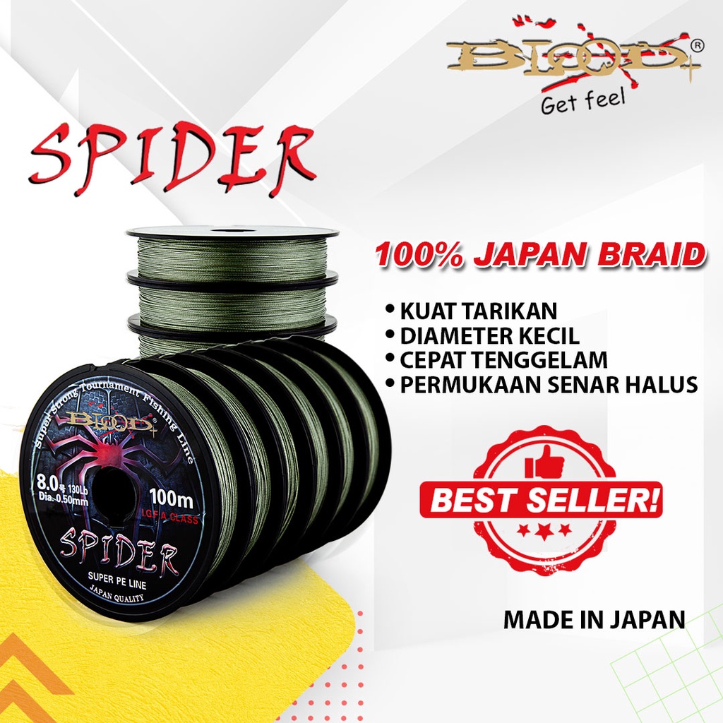 NEW SENAR PANCING PE X8 BRAID BLOOD SPIDER-1 100M [100% ORIGINAL]