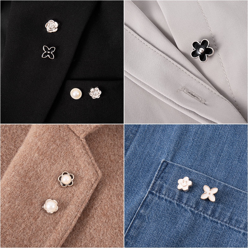 Magic789 10PCs Cute Rabbit Bowknot Pearl No Sew Instant Button Pins Detachable Geometric Snap Fastener