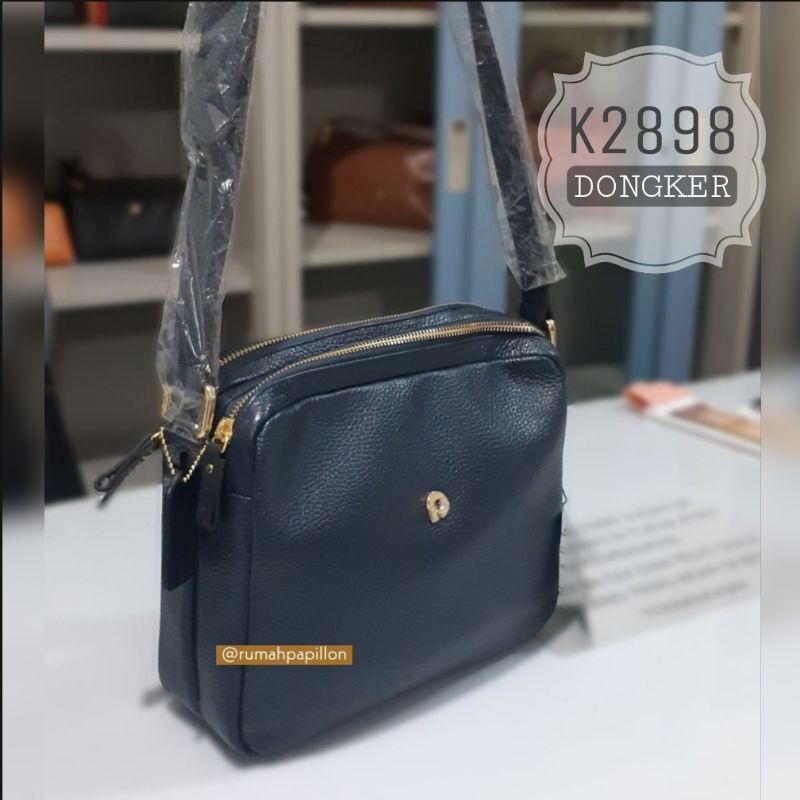 Tas Selempang Wanita Kulit Asli Merk Papillon Original / K2898 Dongker